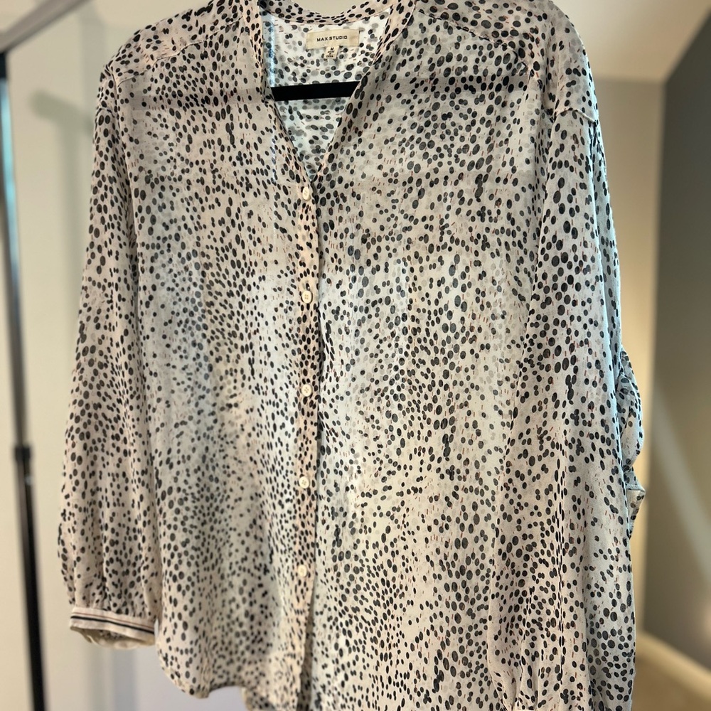 Max Studio Black and White Spotted Blouse